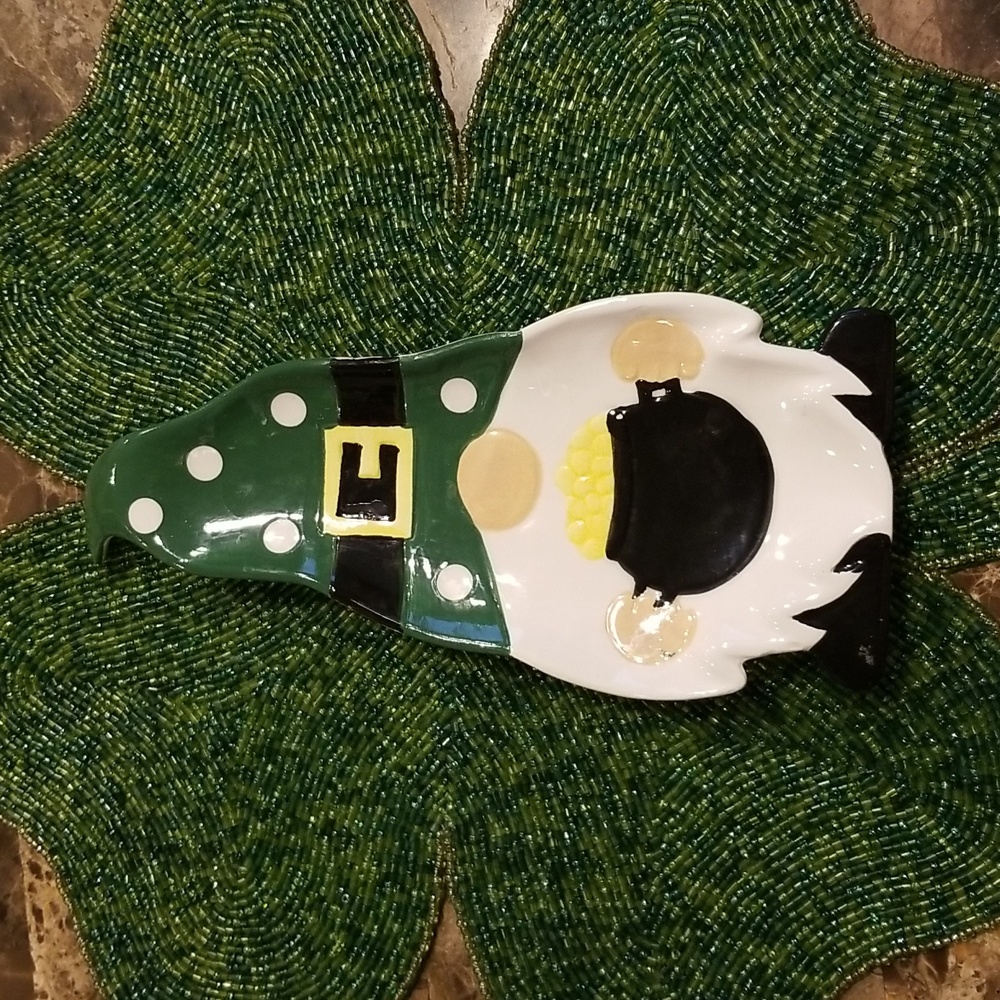 10 strawberry street st. Patrick's day gnome spoon rest